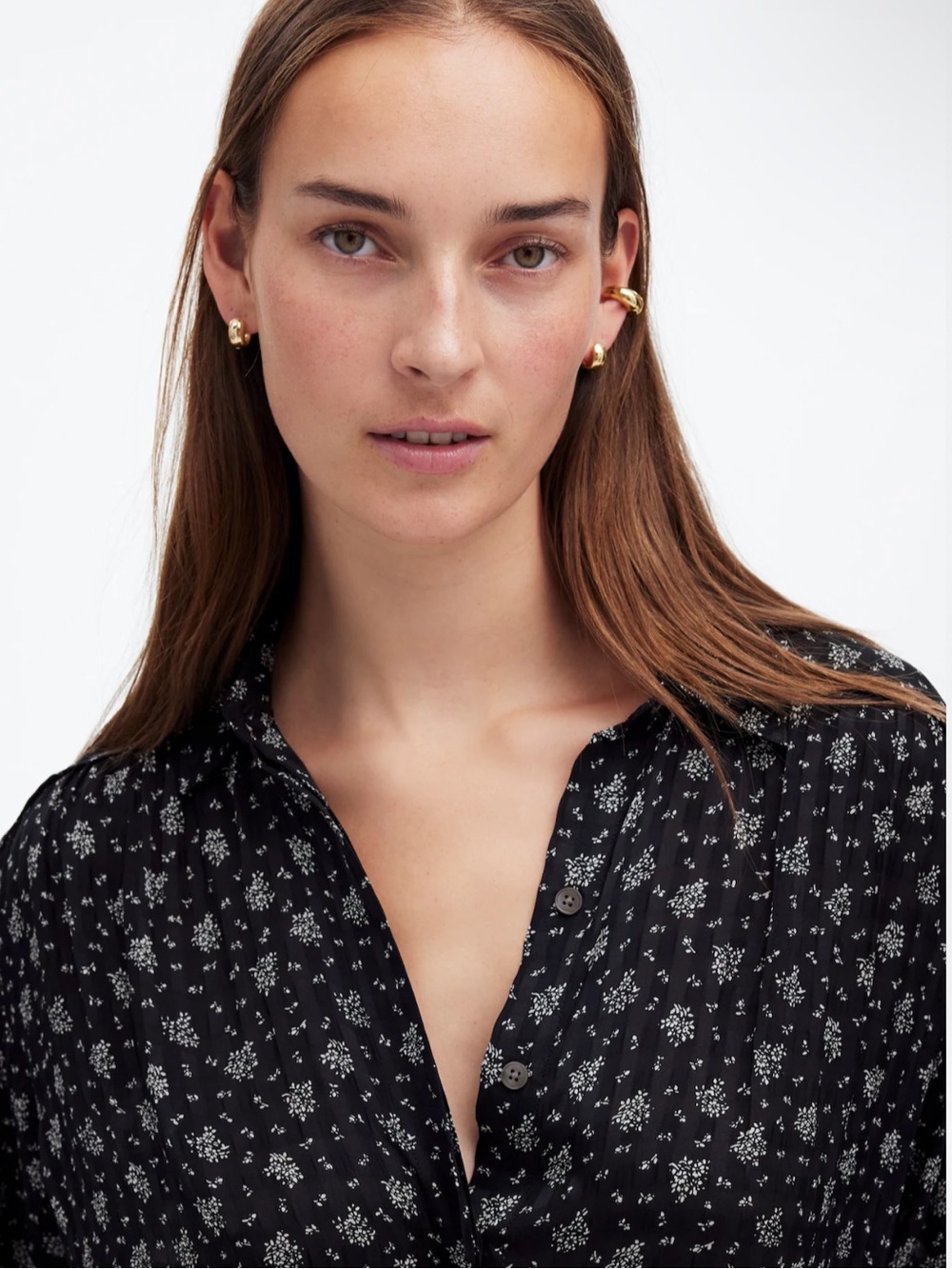 NWT Madewell Long-Sleeve Button Front Top